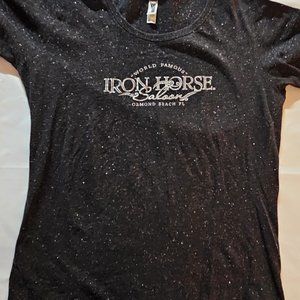 Iron Horse Saloon Sparkly Black Short Sleeve Shirt XL